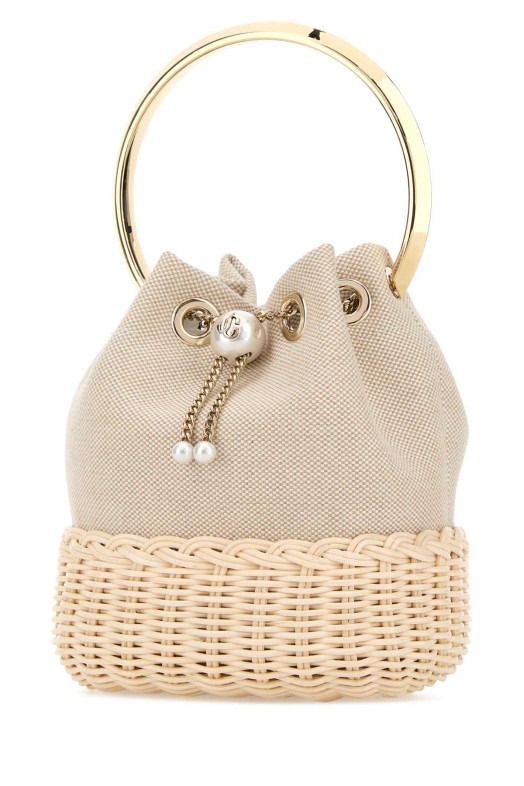 Двухцветная сумка-ведро из канваса Bon Bon от JIMMY CHOO (BONBONBRT)