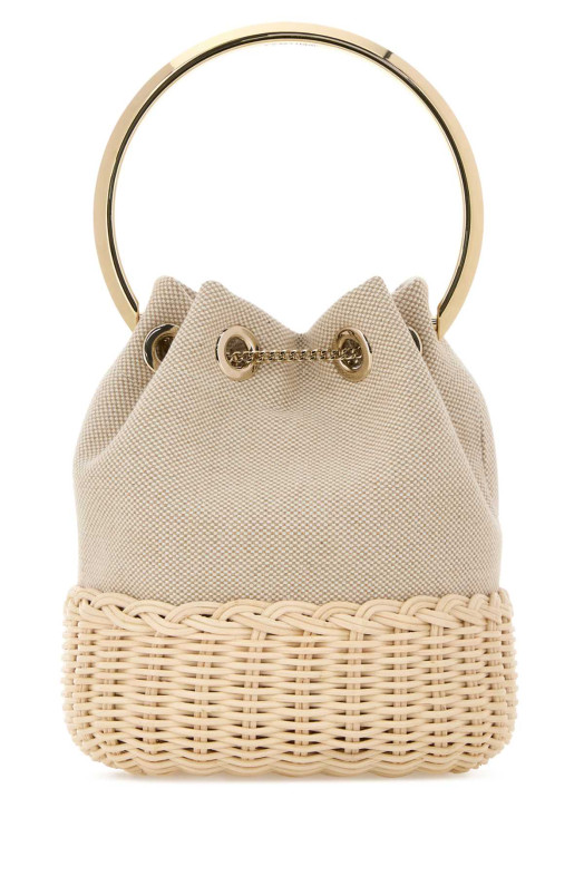 Двухцветная сумка-ведро из канваса Bon Bon от JIMMY CHOO (BONBONBRT)