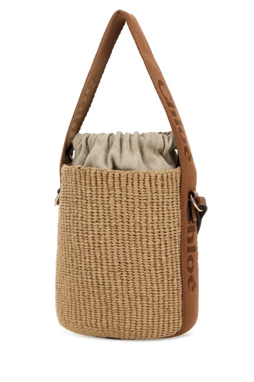 Beige raffia bucket bag CHLOE (CHC23AS381L18)