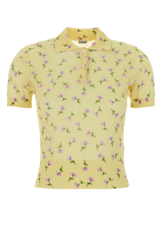 Поло из смешанного хлопка с принтом, желтое, JIL SANDER (J03GL0117J15480)