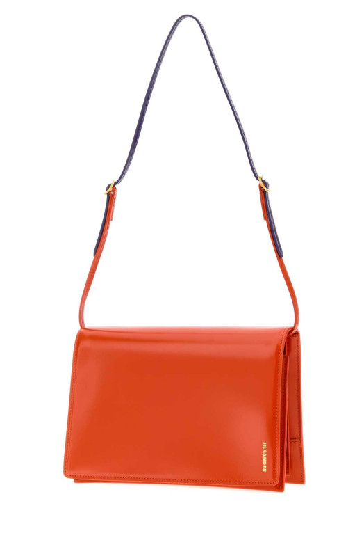 Маленькая кожаная сумка через плечо оранжевого цвета JIL SANDER (J08ZH0100P9054)