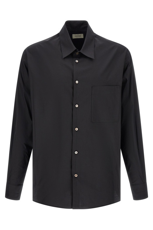 Рубашка из хлопка и шелка, черная LEMAIRE SH1236LF1500BK998