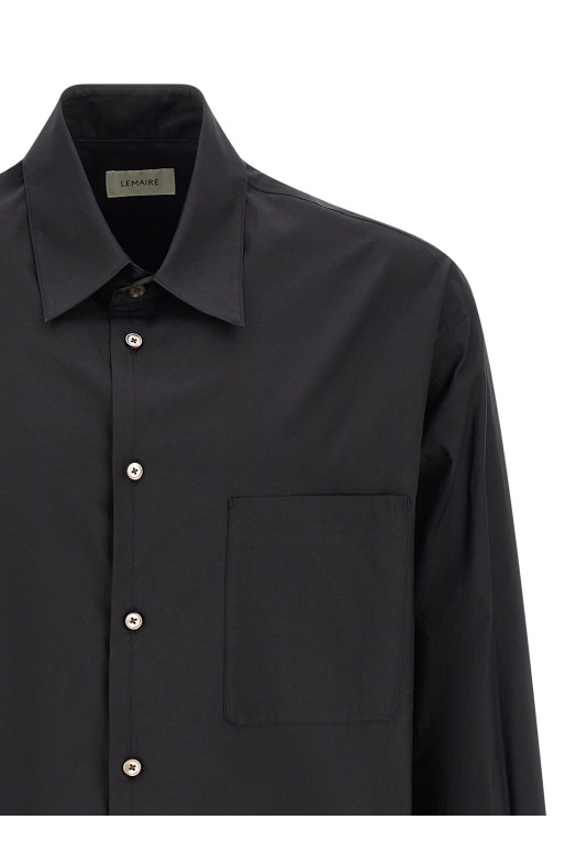 Рубашка из хлопка и шелка, черная LEMAIRE SH1236LF1500BK998