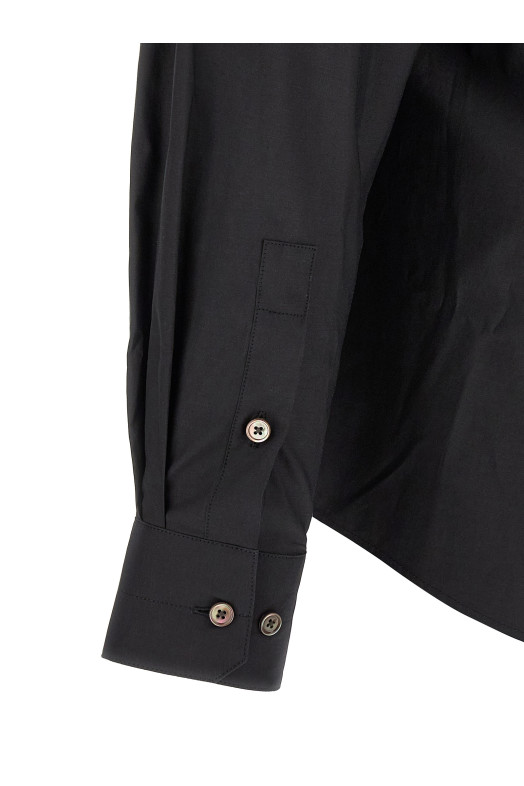 Рубашка из хлопка и шелка, черная LEMAIRE SH1236LF1500BK998