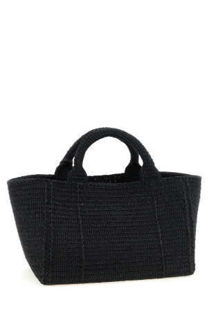 В'язана гачком сумка для покупок, чорна PRADA 1BG635VOUO2M2TF0002