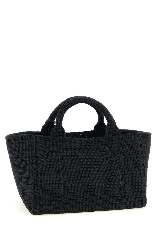 Вязаная крючком сумка для покупок, черная PRADA 1BG635VOUO2M2TF0002