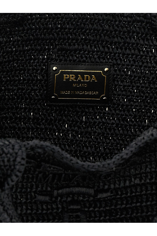 Вязаная крючком сумка для покупок, черная PRADA 1BG635VOUO2M2TF0002