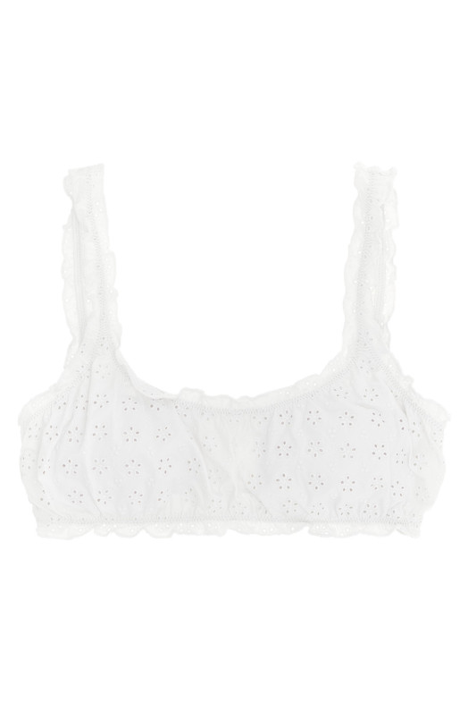 Broderie bikini top White