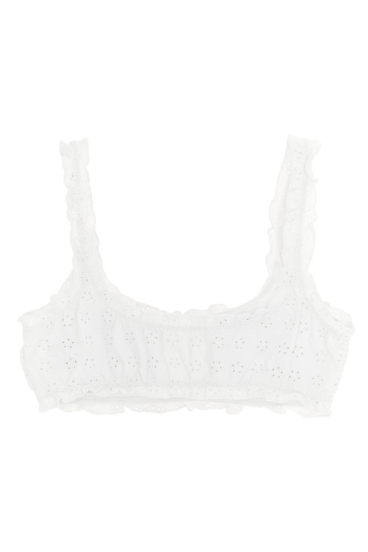 Broderie bikini top White