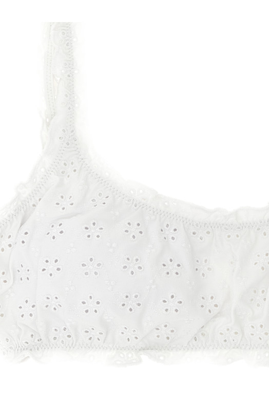 Broderie bikini top White