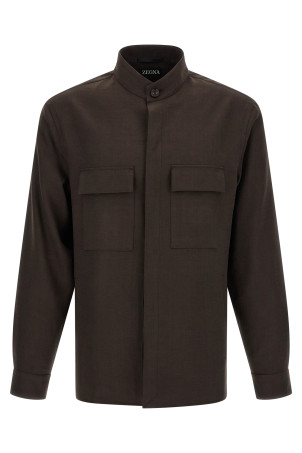 'Oasi lino' overshirt Brown