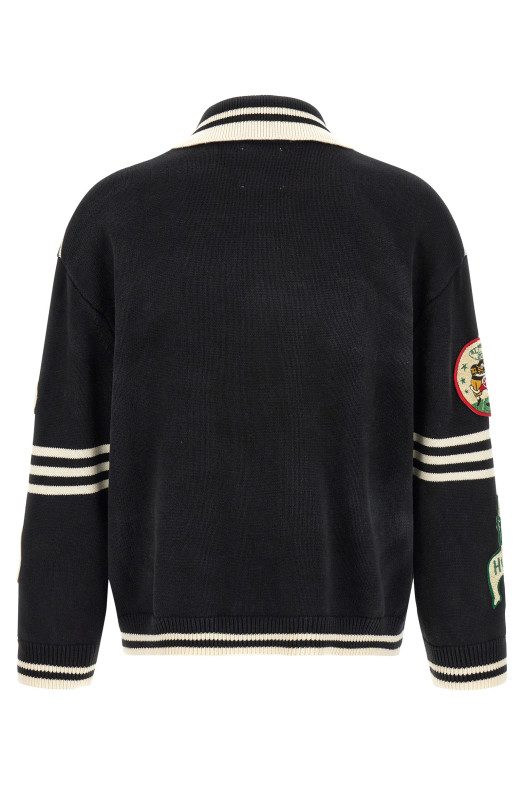 'Fin Varsity' cardigan Black
