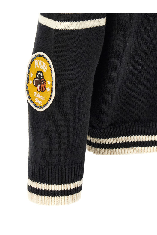 'Fin Varsity' cardigan Black
