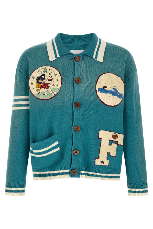 'Fin Varsity' cardigan Blue