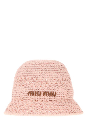Рожева капелюшка-відро з рафії MIU MIU (5HC2872DO1)