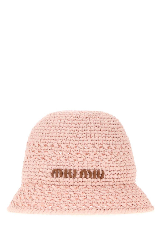Pink raffia bucket hat MIU MIU (5HC2872DO1)