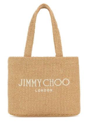 Бежевая мини-сумка для покупок из рафии JIMMY CHOO (BEACHTOTEEWMJYN)