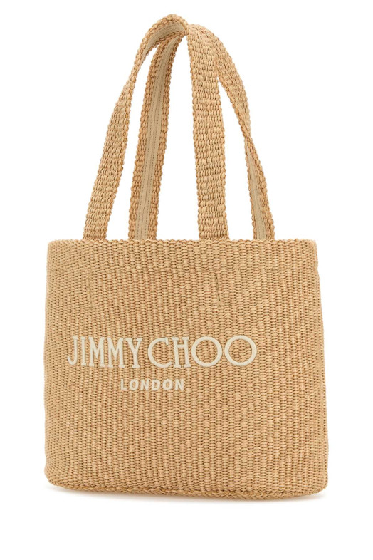Бежевая мини-сумка для покупок из рафии JIMMY CHOO (BEACHTOTEEWMJYN)