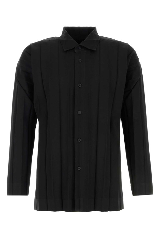 Черная полиэстеровая рубашка для мужчин PLISSE' ISSEY MIYAKE (HP66FJ176) HOMME PLISSE' ISSEY MIYAKE