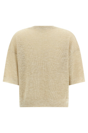 Лляна футболка бежевого кольору BRUNELLO CUCINELLI M8Q257100C6894