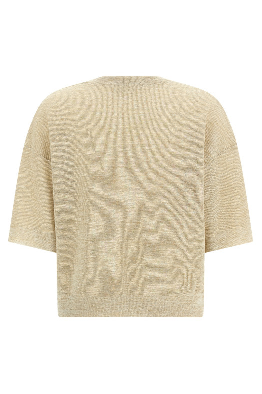 Лляна футболка бежевого кольору BRUNELLO CUCINELLI M8Q257100C6894