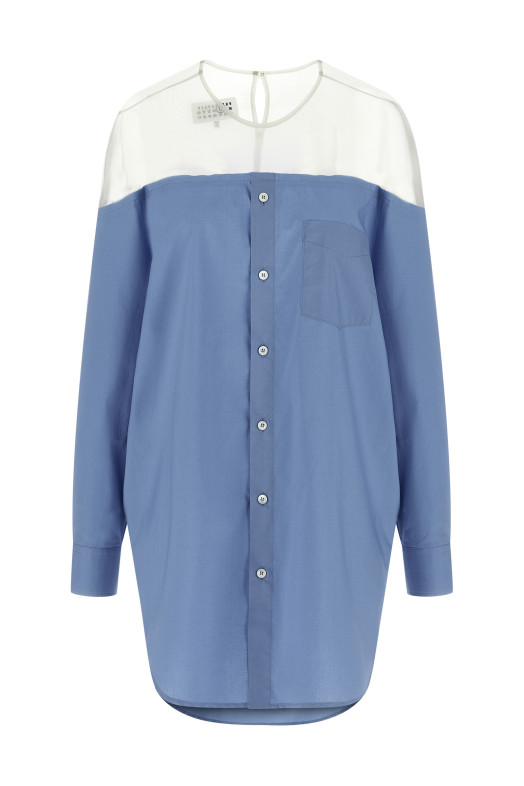 Tulle insert shirt BLUE