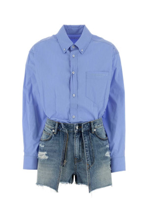 Embroidered denim and stretch poplin jumpsuit ALEXANDER WANG (4DC2266100)