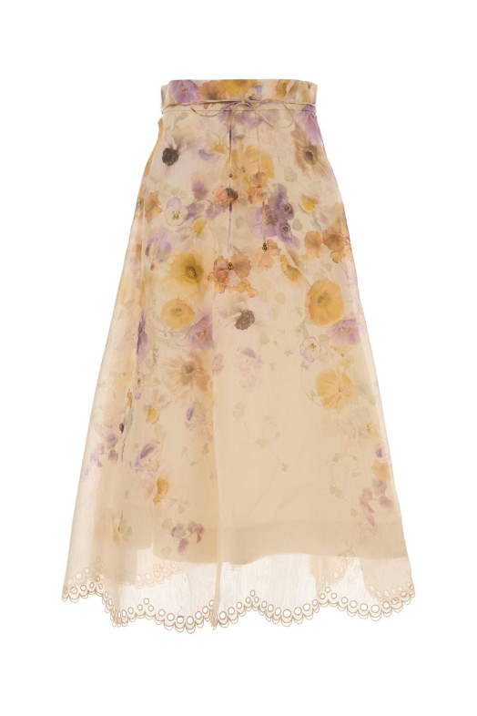 Printed linen blend Memento skirt ZIMMERMANN (5460SF252)