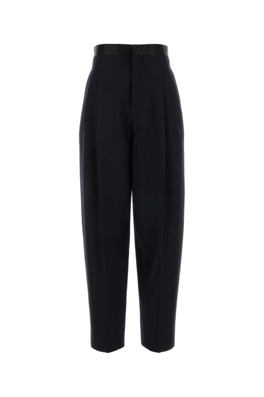 Шерстяные брюки с широкими брючинами цвета «миднайт блю» BOTTEGA VENETA (857717V6DH0)
