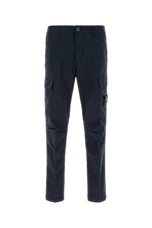 Navy blue stretch cotton cargo pant Black STONE ISLAND (L1S153100032S0A10)