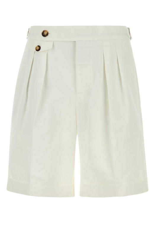 Белые бермуды из смесовой ткани BRUNELLO CUCINELLI (MH253U0040)