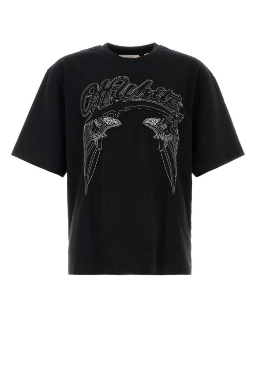 Black cotton oversize t-shirt OFF WHITE (OMAA120Z26JER0)