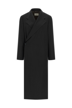 Пальто з вовняного крепу, синє LEMAIRE CO1150LF1537BK990