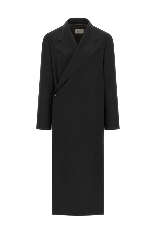 Пальто из шерстяного крепа, синее LEMAIRE CO1150LF1537BK990