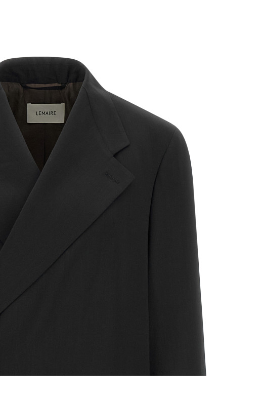 Пальто из шерстяного крепа, синее LEMAIRE CO1150LF1537BK990