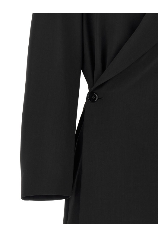 Пальто из шерстяного крепа, синее LEMAIRE CO1150LF1537BK990