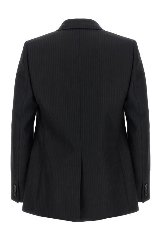 Блейзер в тонкую полоску, черный SAINT LAURENT 857994Y1M111066