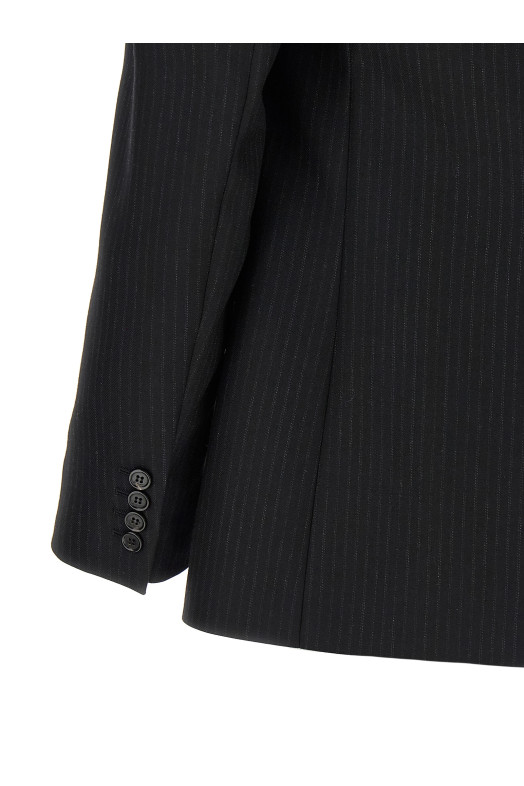 Блейзер в тонкую полоску, черный SAINT LAURENT 857994Y1M111066