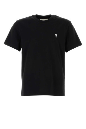 Чорна бавовняна футболка AMI (HTS346724) AMI PARIS