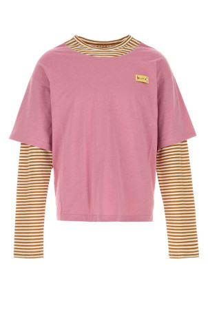 Dark pink linen bend t-shirt MARNI (HUMU0365QXUTL015)