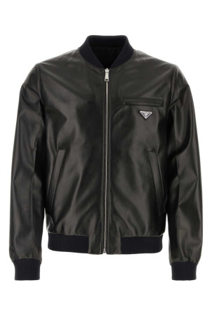 Black nappa leather reversible bomber jacket Black PRADA (UPW280SOOO038)