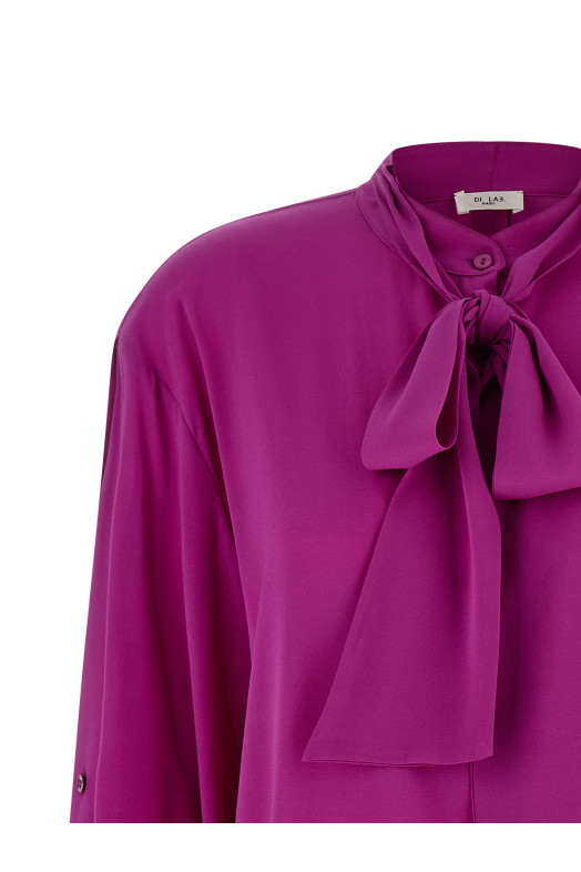 Рубашка из крепдешана цвета фуксии DI.LA3 PARI' C69FUXIA