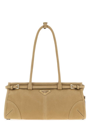 Бежева сумка через плече Prada Bonnie з набуку PRADA (1BA426VMOM2GB8)