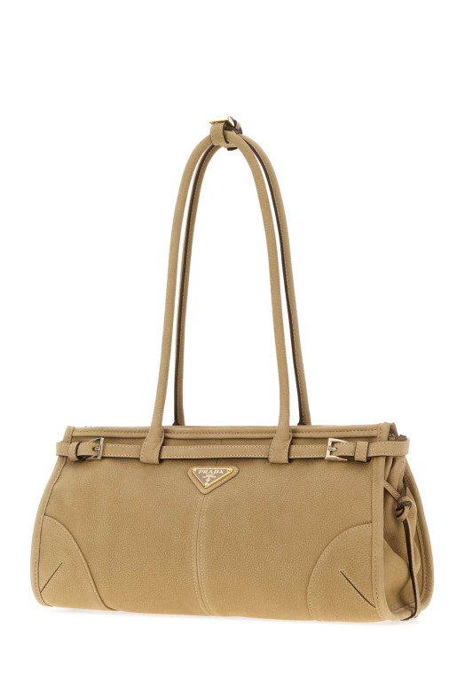 Бежевая сумка через плечо Prada Bonnie из нубука (PRADA, 1BA426VMOM2GB8)