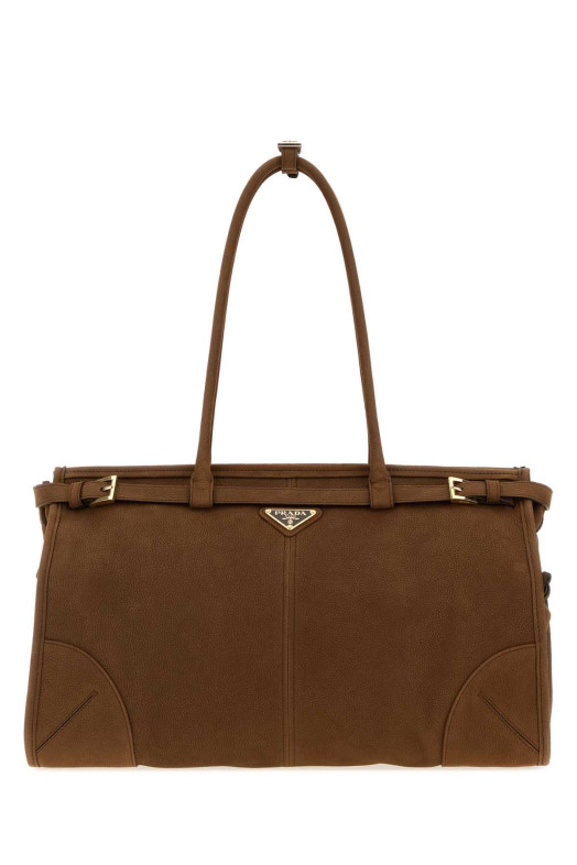 Brown nabuk large Prada Bonnie shopping bag PRADA (1BA433VMOM2GB8)