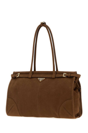 Велика коричнева сумка для покупок Prada Bonnie з набуку PRADA (1BA433VMOM2GB8)