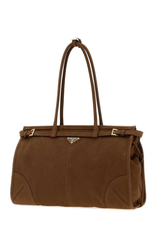 Brown nabuk large Prada Bonnie shopping bag PRADA (1BA433VMOM2GB8)