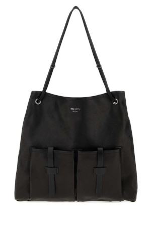 Велика чорна шкіряна сумка для покупок Prada Route, чорна PRADA (1BC2892G6F)