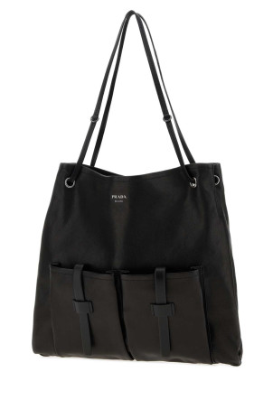 Велика чорна шкіряна сумка для покупок Prada Route, чорна PRADA (1BC2892G6F)