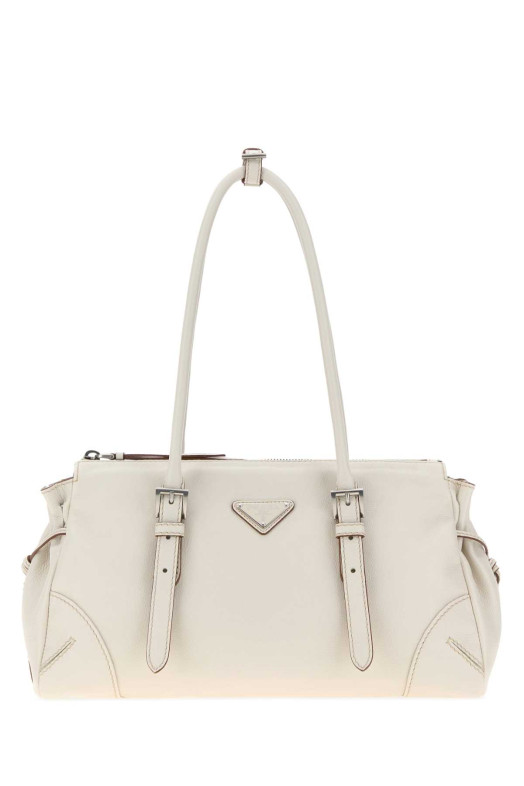 Кожаная сумка через плечо Prada Bonnie среднего размера цвета «мел» (PRADA (BG6282HF2)) 1BG6282HF2